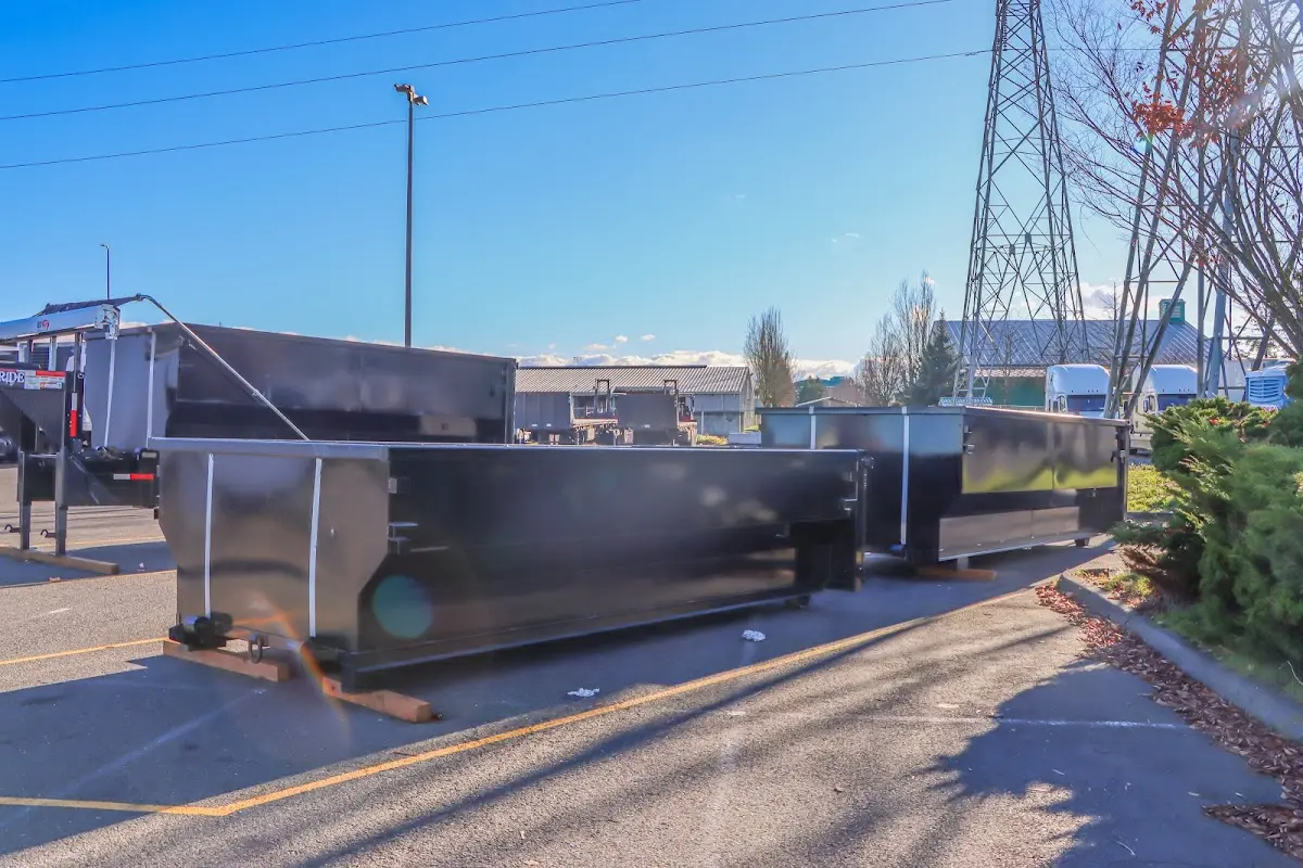 Roll-off dumpster ready for waste disposal at job site for Construction Dumpster Rental in Huntington